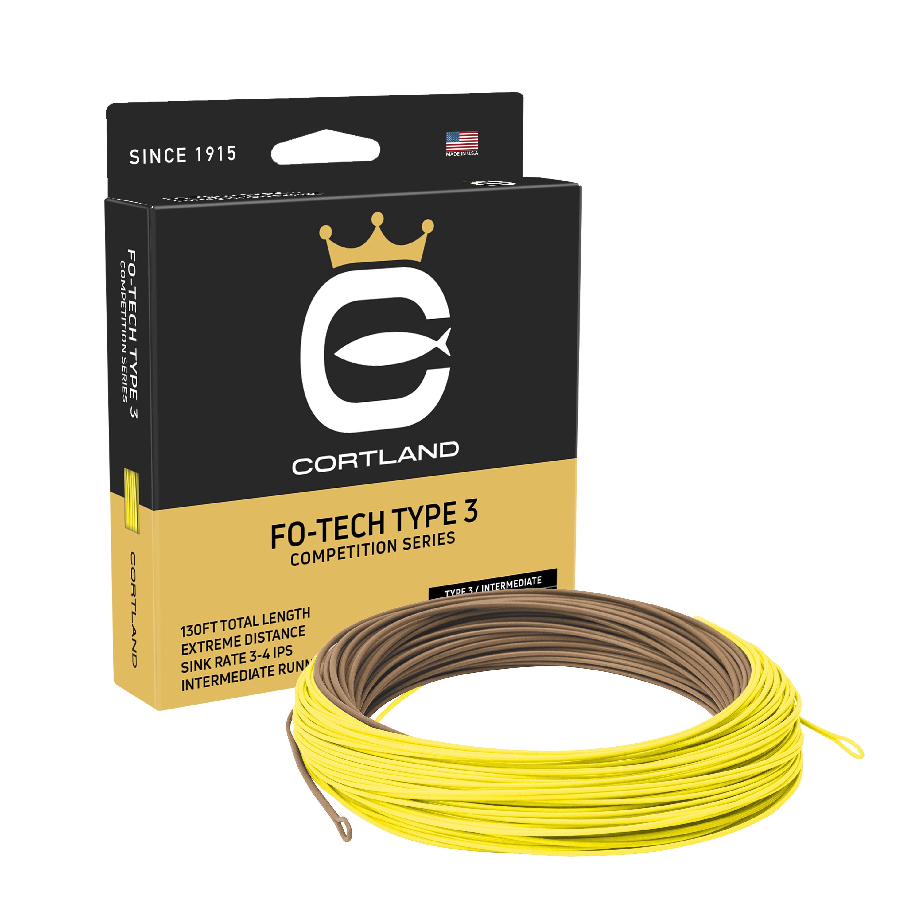 Cortland Competition FO-Tech Type 3 Fly Line - Brown/Yellow - WF6/7S/I