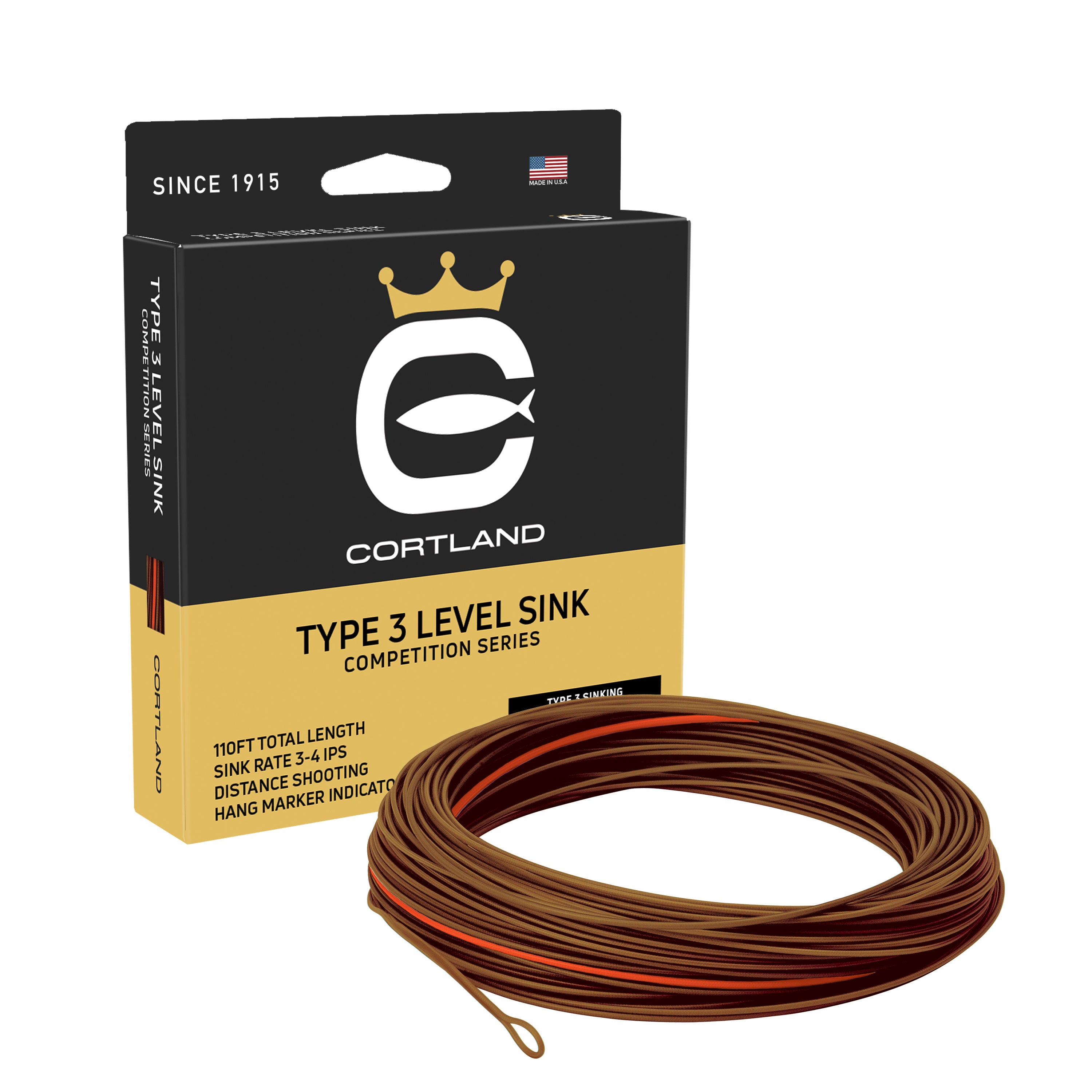 Cortland Competition Type 3 Level Sink Fly Line - Brown - WF7/8S