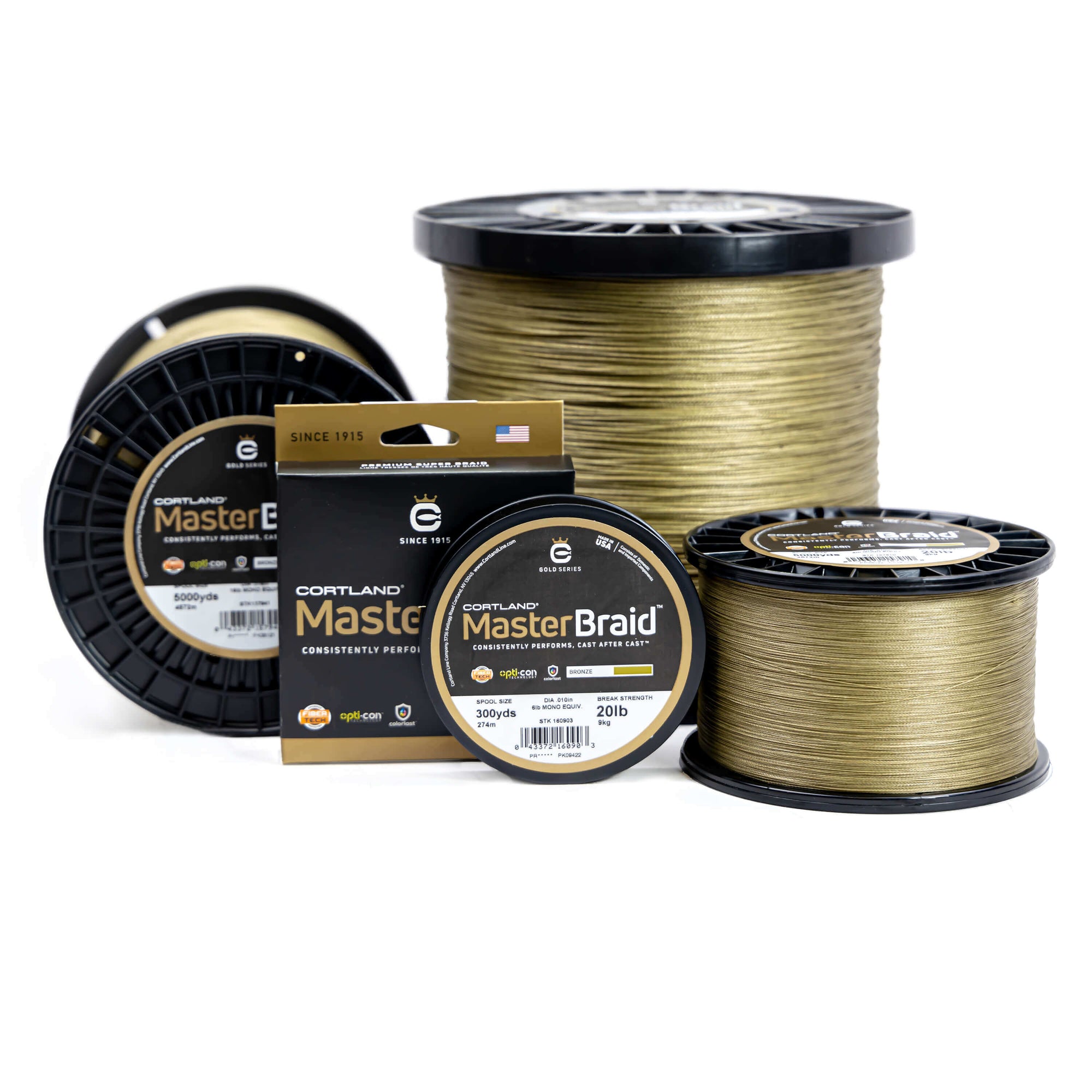 Four Fishing Line Spools and a Collection of Fishing Line