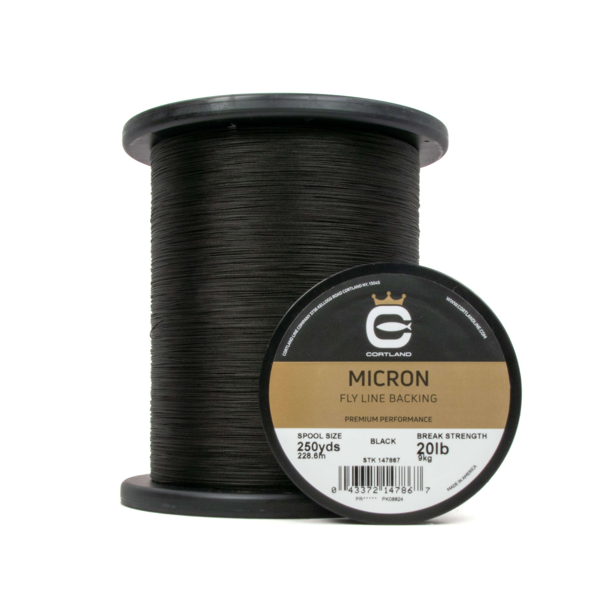 Various spool sizes of Micron Fly Line Backing - Black
