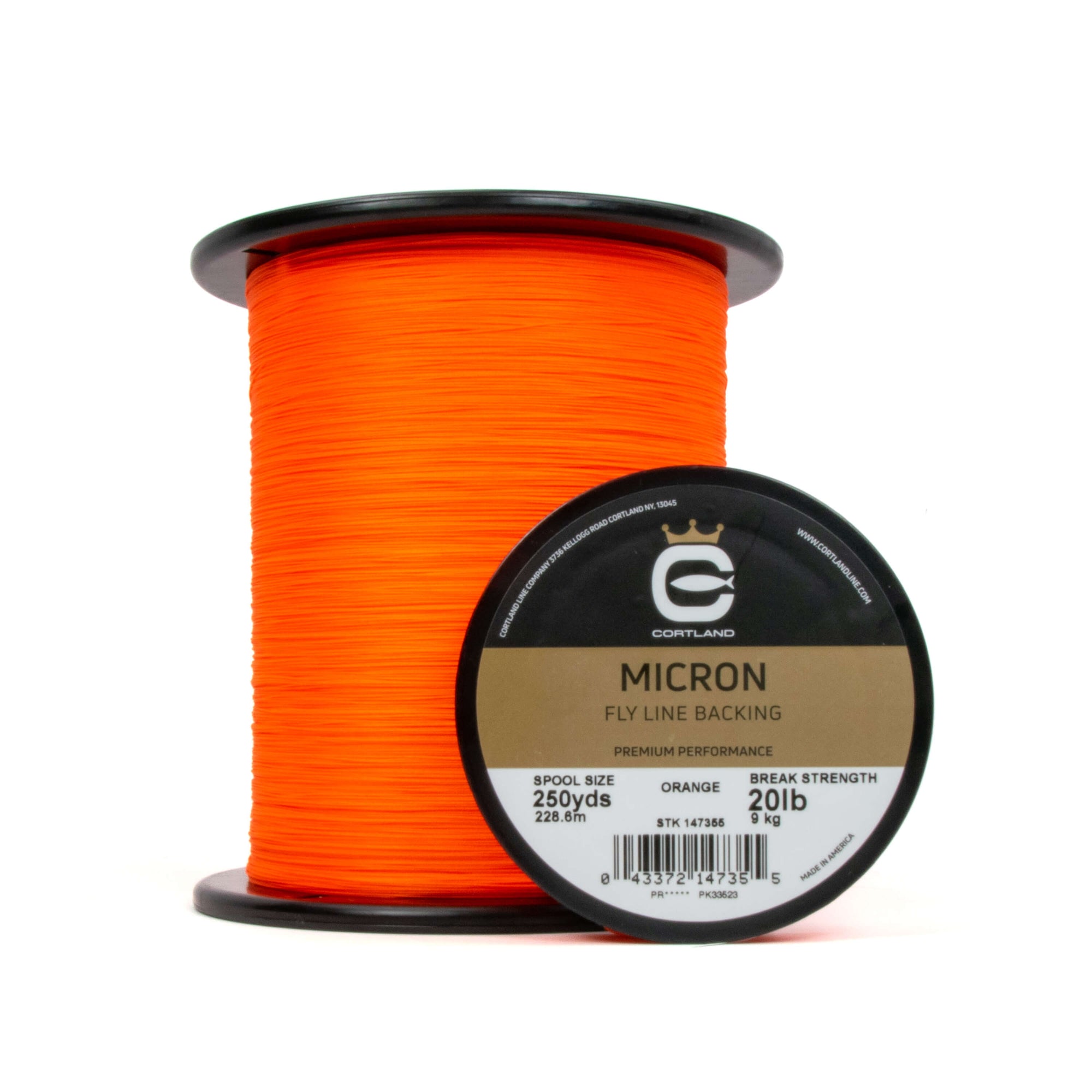 Various spool sizes of Micron Fly Line Backing - Orange