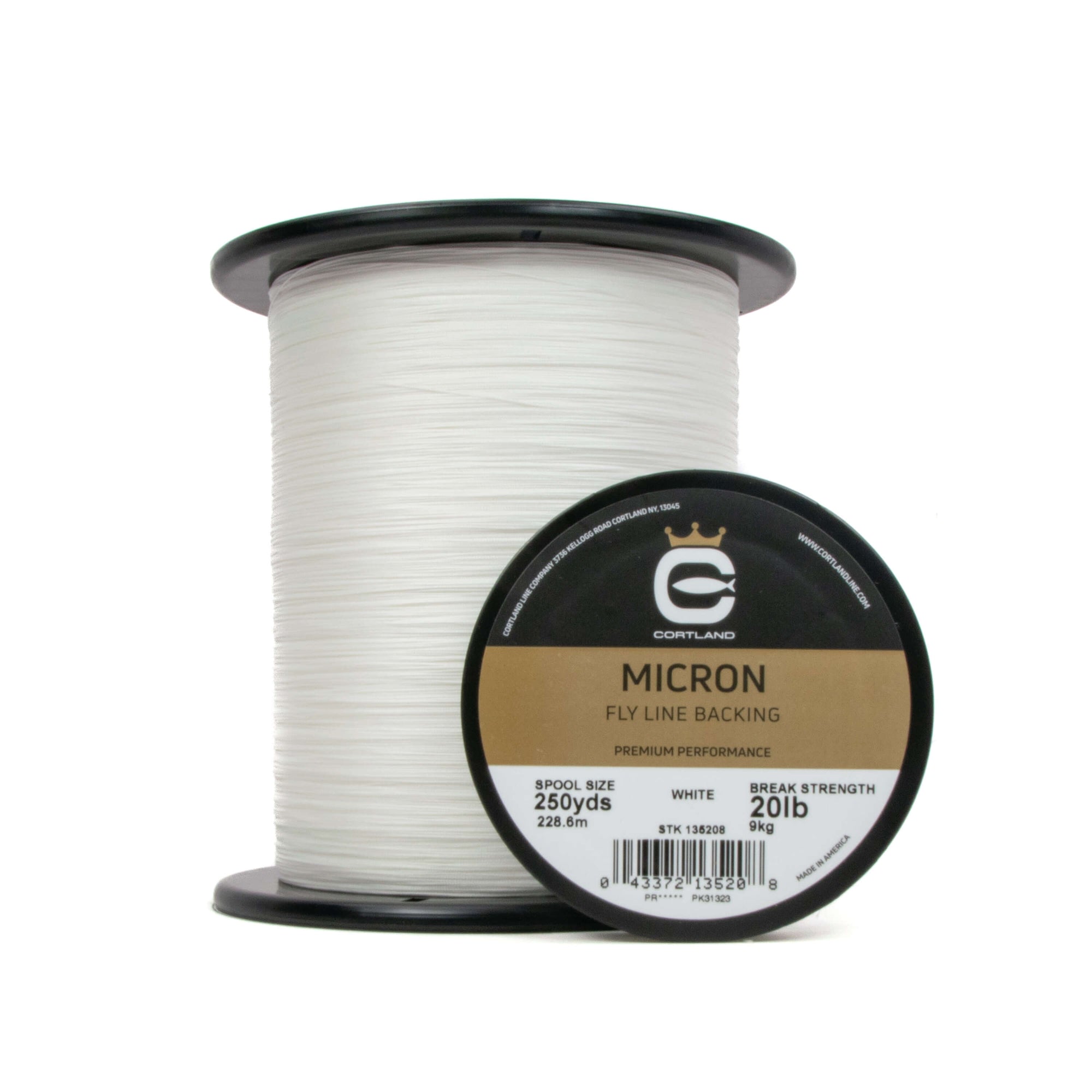 Various spool sizes of Micron Fly Line Backing - White